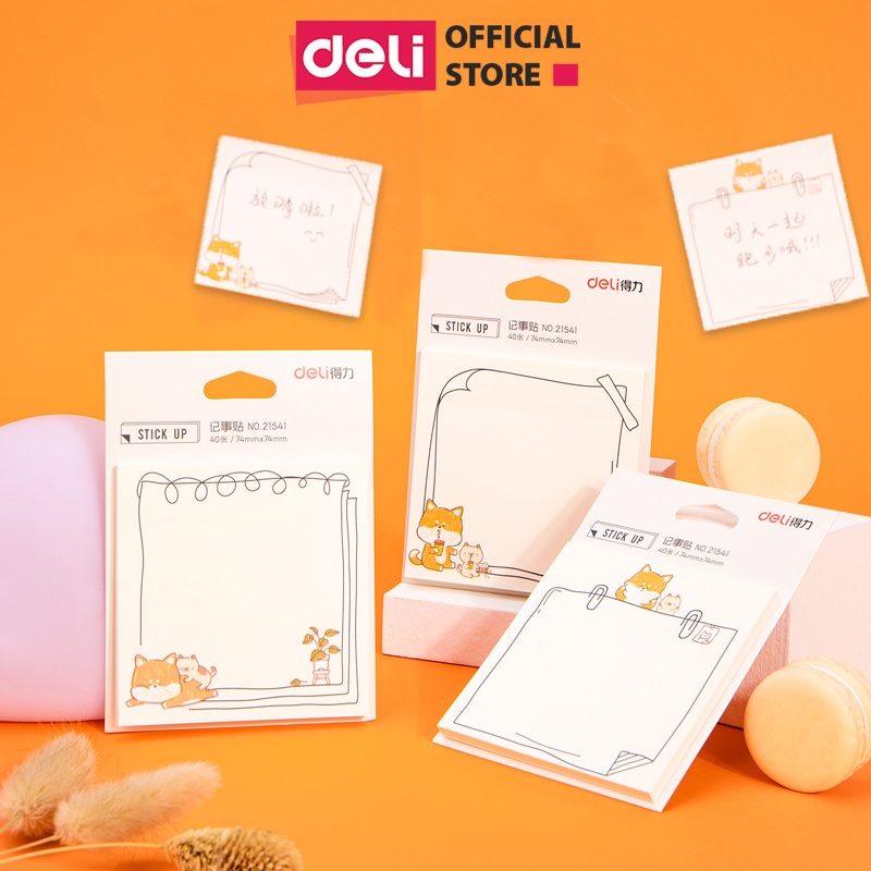 Giấy note ghi chú hình thú cưng ngộ nghĩnh Deli - 1 tệp màu ngẫu nhiên - 21541