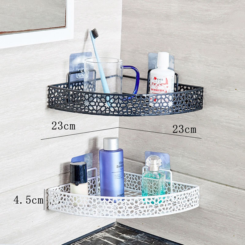 Kệ phòng tắm nhà vệ sinh treo tường miễn phí giá ba chân đục lỗ bàn trang điểm góc lưu trữ móc | BigBuy360 - bigbuy360.vn