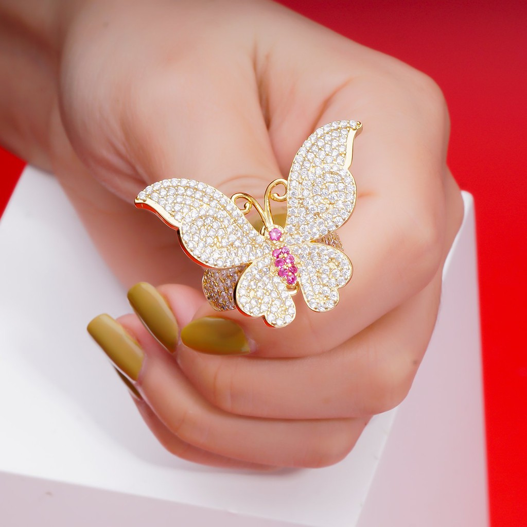 Nhẫn nữ UHA mạ vàng 18K đính đá CZ N434172-200