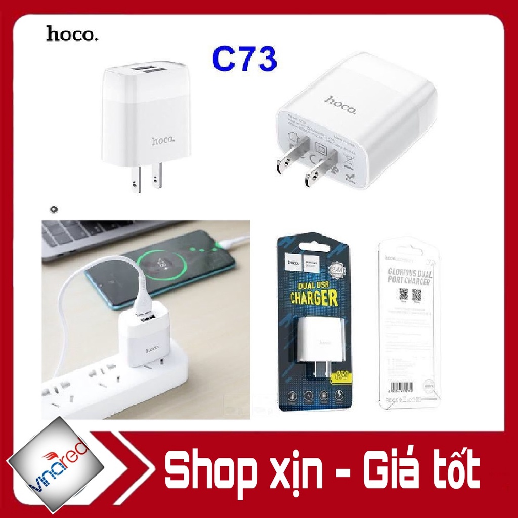 Cóc sạc nhanh 2 cổng Hoco C73 - gọn nhẹ tiện ích