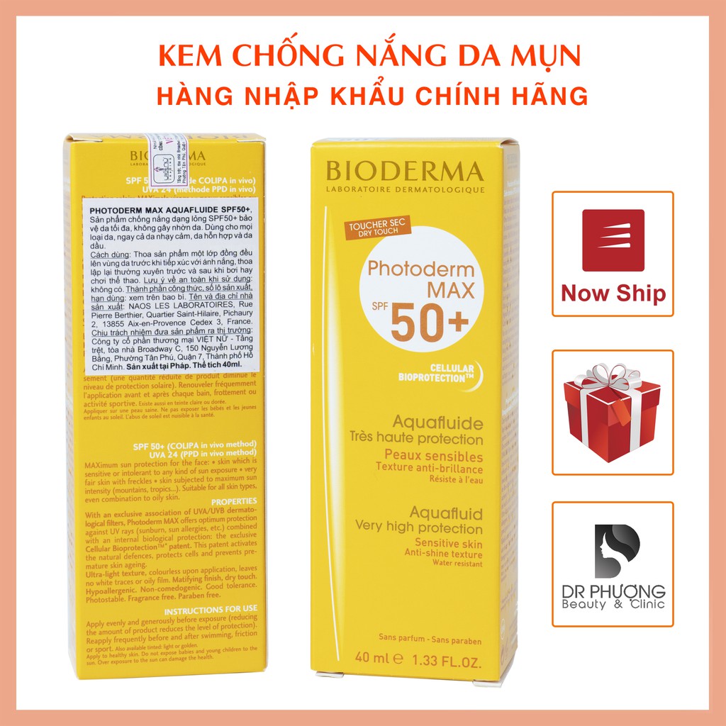 Kem chống nắng Bioderma Photoderm Max aquafluid không màu (40ml)