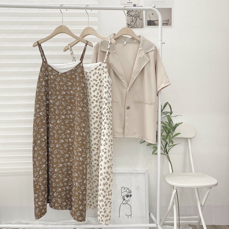 SET ÁO BLAZER ĐẦM 2S HOA(XẢ KHO ẢNH THẬT 100%)