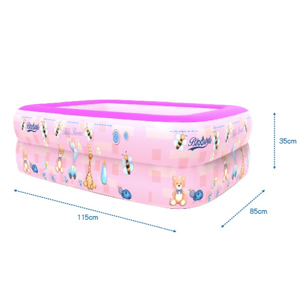 Bể bơi phao 2 tầng cho bé size 1m2 115x85x35cm TẶNG BƠM - M