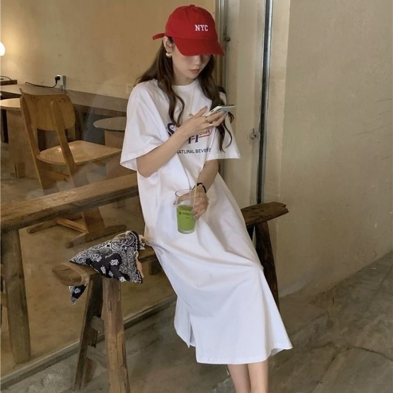 Đầm Thun Dài Qua Gối Dáng Rộng Thời Trang Mùa Hè Dành Cho Nữ
