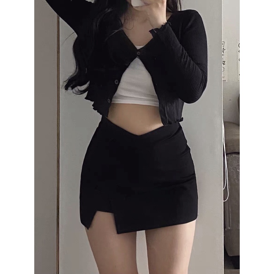 [ Bigsize 55-100kg] Set chubby chân váy vát eo tôn dáng + set áo cadigan