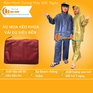 Áo Mưa Bộ Người Lớn Vải Dù cao cấp, Áo Mưa Kéo Khóa, siêu bền, chống rách aomuahieuhuan