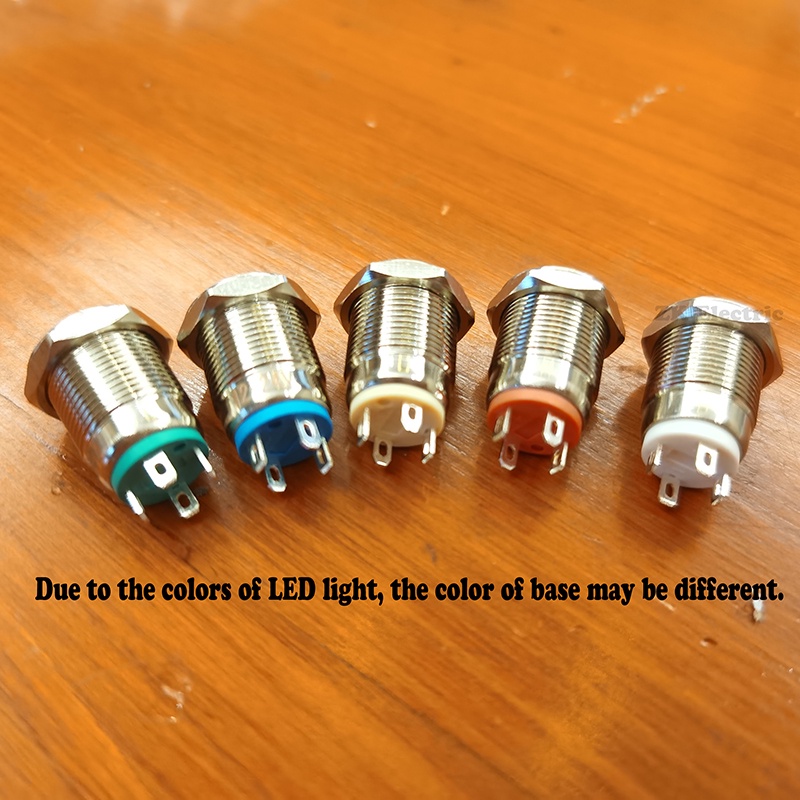 Nút Nhấn có Đèn LED Bằng Kim Loại 12mm 12-24v 5V 220v 24v 3v 6v 110V 5V