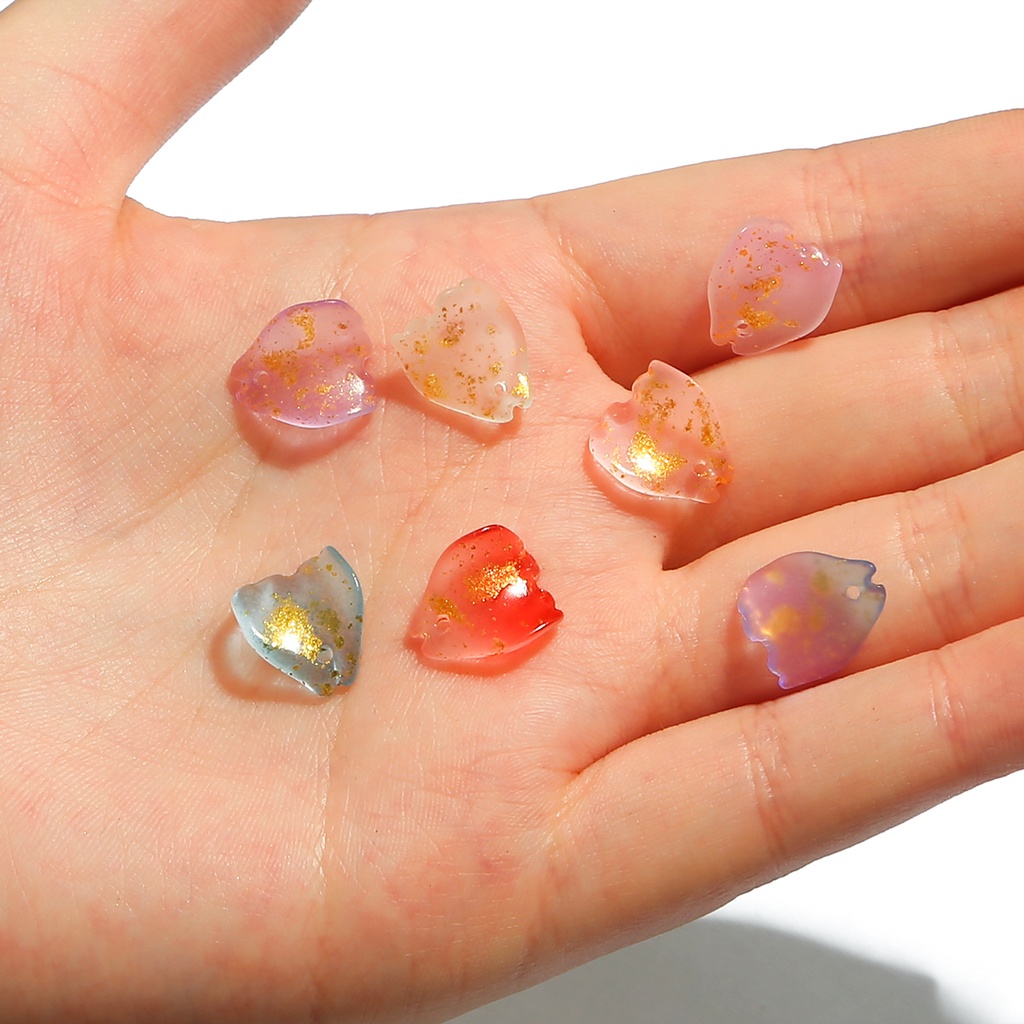 Set 10 hạt hình cánh hoa màu gradient cỡ 13x11mm dùng tự làm trang sức