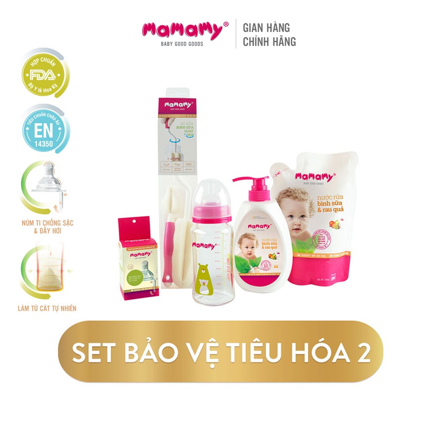 Set sản phẩm bảo vệ hệ tiêu hoá 02 Mamamy an toàn cho bé (5 món)