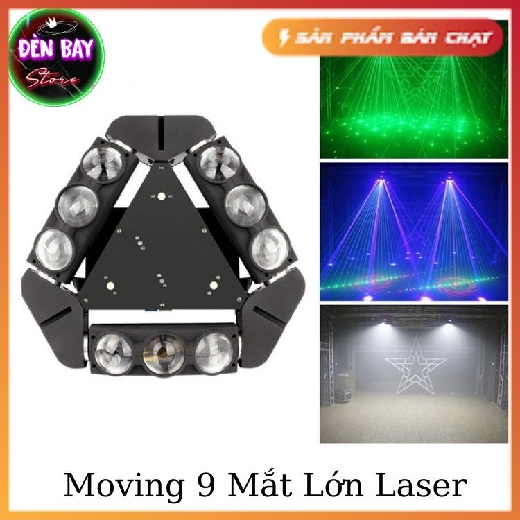 Đèn Laser Moving 9 Mắt Cảm Biến Âm Thanh 3in1 Tạo Ra 3 Hiệu Ứng Thay Đổi Liên Tục Dùng Cho Phòng Bar, Vũ Trường