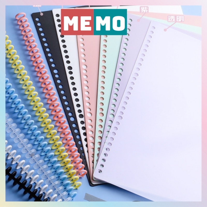 Set 2 Bìa lá rời nhựa nhiều màu MEMO làm planer sổ còng đã đục lỗ bullet journal văn phòng phẩm khổ A5 B5