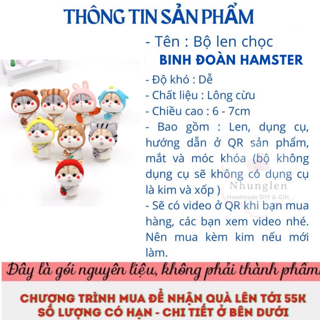 [Có hướng dẫn] Bộ len chọc Tiểu Đoàn Chuột Hamster dành cho người bắt đầu có hướng dẫn - Needle Felting Hamster