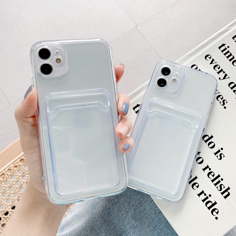 Ốp Điện Thoại Silicon Mềm Trong Suốt Dạng Ví Đựng Thẻ Cho iPhone 11 12 13 14 Pro Max X Xs Xr 7 8 7 8 Plus