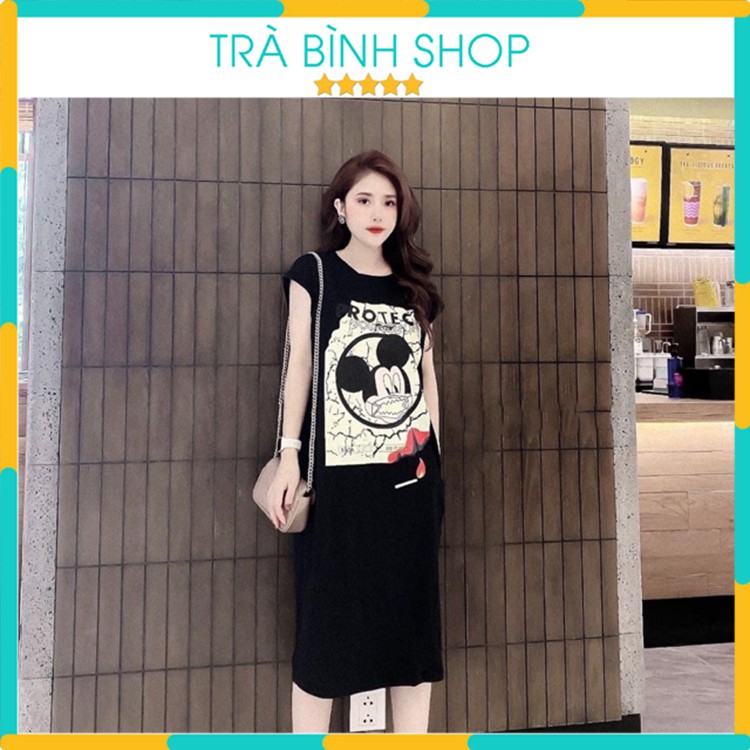 Đầm Suông Dáng Rộng Váy Dài Tay Cánh Dơi Hình Chuột Protect Yourself