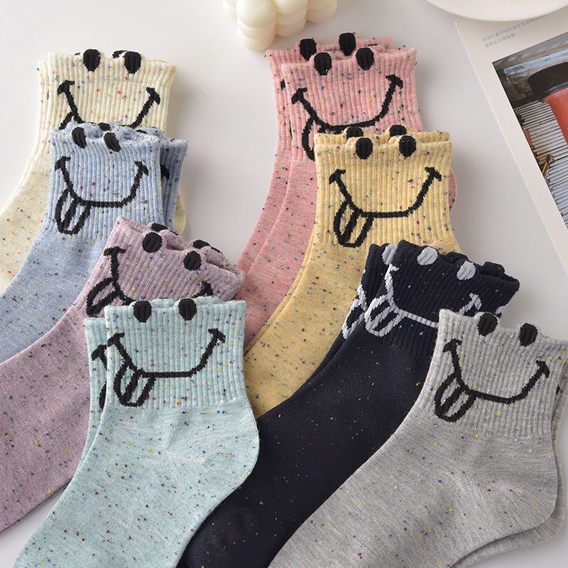Oeteo Vớ cotton Thấm Hút Mồ Hôi Thoáng Khí In Họa Tiết Hoạt Hình Dễ Thương Cho Nữ