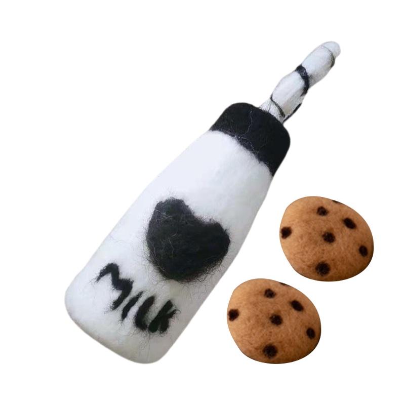 Bộ Bình Sữa Và Bánh Quy Bằng Vải Nỉ Dùng Làm Phụ Kiện Chụp Ảnh Em Bé Sơ Sinh DIY