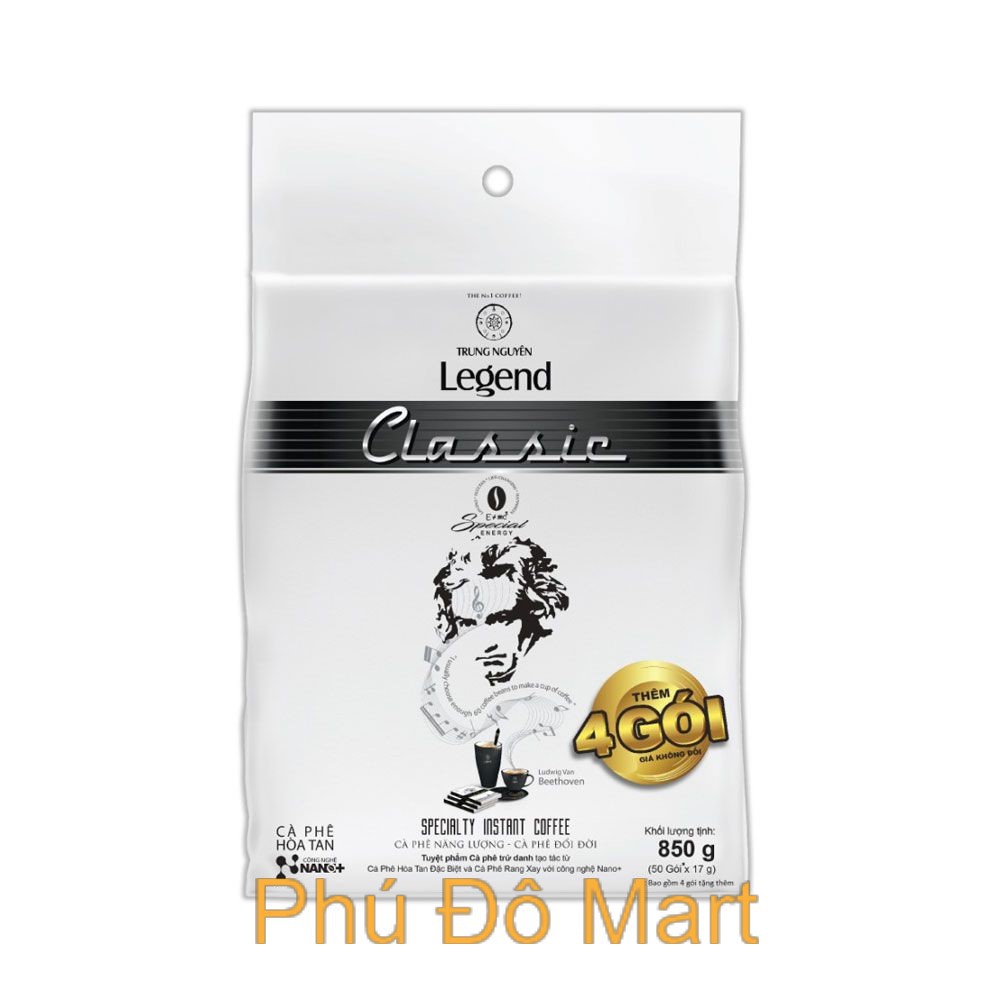 Cà Phê Sữa Hòa Tan Trung Nguyên Legend Classic - Bịch 46 gói + Tặng Thêm 4 gói