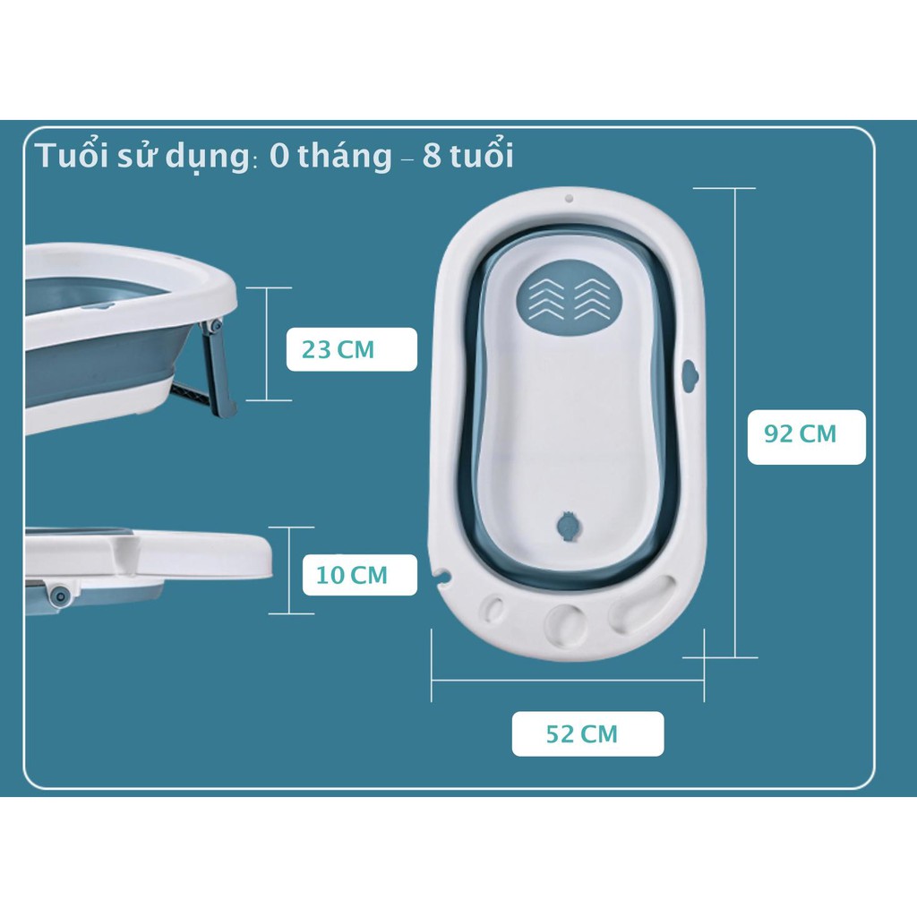 Thau / Chậu Tắm Gấp Gọn Cho Bé Sơ Sinh Chính Hãng Hanbei Cho Bé Từ 0 Đến 8 Tuổi Kèm Đệm Tắm