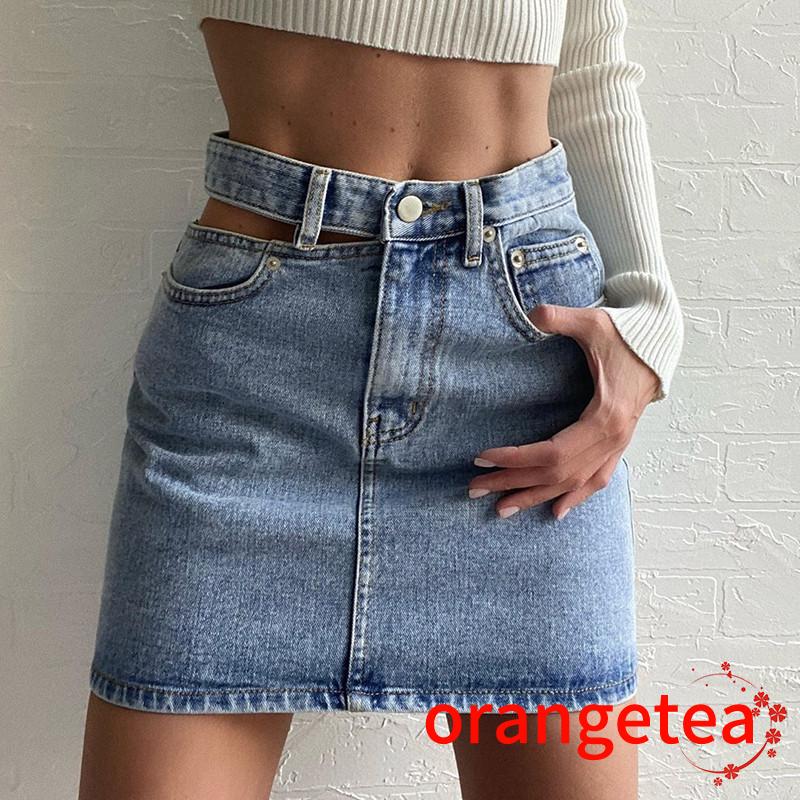 Chân Váy Jeans Chữ A Thời Trang Quyến Rũ Cho Nữ