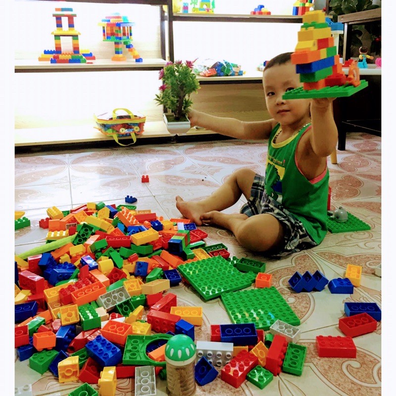 Đồ chơi xếp hình cho bé lắp ráp sáng tạo, gạch loại to size duplo 121 chi tiết