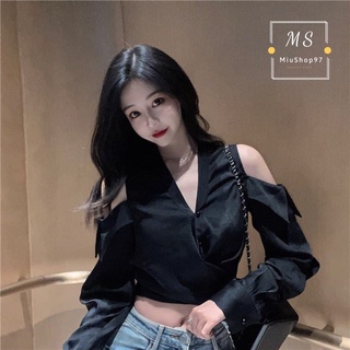 Áo Sơ Mi Khoét Hở Vai Thắt Dây Eo Chất Lụa Mịn Mát Thích Hợp Mặc Đi Tiệc Đi Chơi Đi Dạo