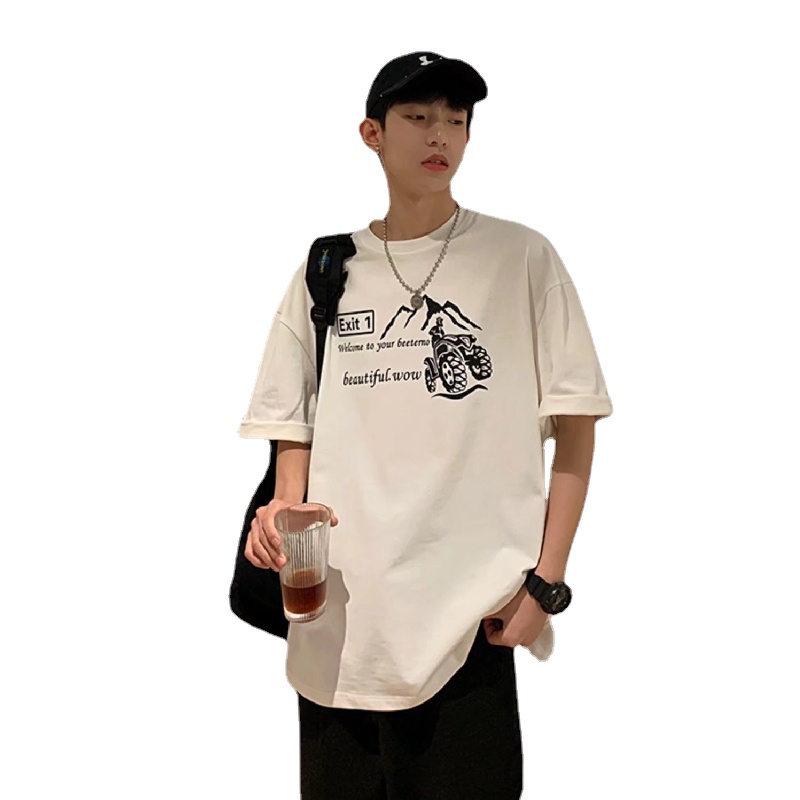 Áo Thun Tay Ngắn Dáng Rộng In Chữ Phong Cách Hip Hop Hàn Quốc Thời Trang Mùa Hè Cho Nam Size M-5XL