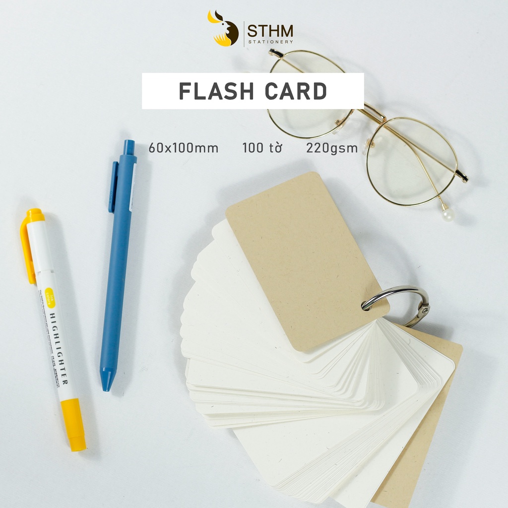 Flashcards - 100 tờ giấy mỹ thuật 220gsm - Thẻ học từng vựng - STHM stationery