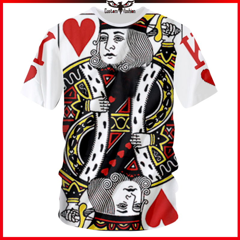 Áo Thun Tay Ngắn In Hình Lá Bài Poker / King Queen 3d Kiểu Hip-Hop Đường Phố Cá Tính Cho Nam