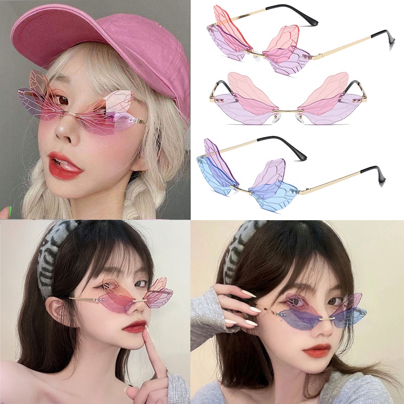 Kính Mát Không Vành Chống Tia UV400 Phong Cách Vintage Thời Trang Cho Nữ