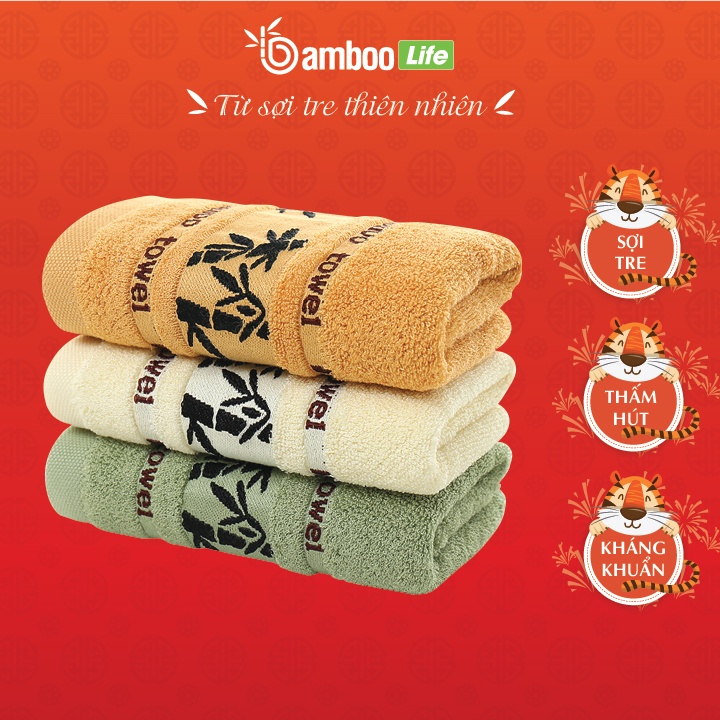 Khăn tắm sợi tre Bamboo Life BL087 họa tiết cây tre khăn lau người kháng