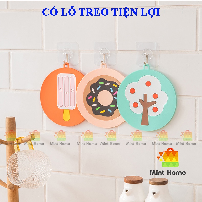 Miếng lót ly silicon hoạt hình dễ thương cute đáng yêu đế lót nồi cách nhiệt chống trượt, chống thấm bàn ăn