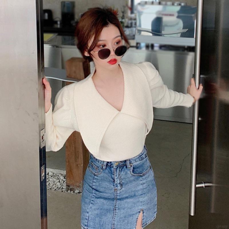 Áo Sweater Tay Dài Màu Trơn Phong Cách Hàn Quốc