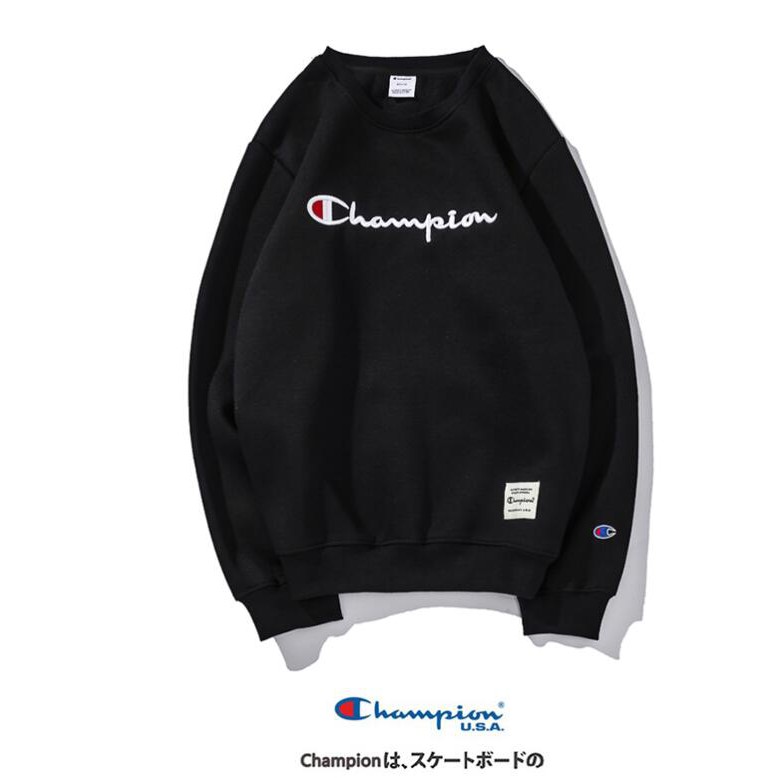 Áo Sweater Cotton Cổ Tròn Thêu Chữ Champion Thời Trang Cho Nam Nữ | BigBuy360 - bigbuy360.vn