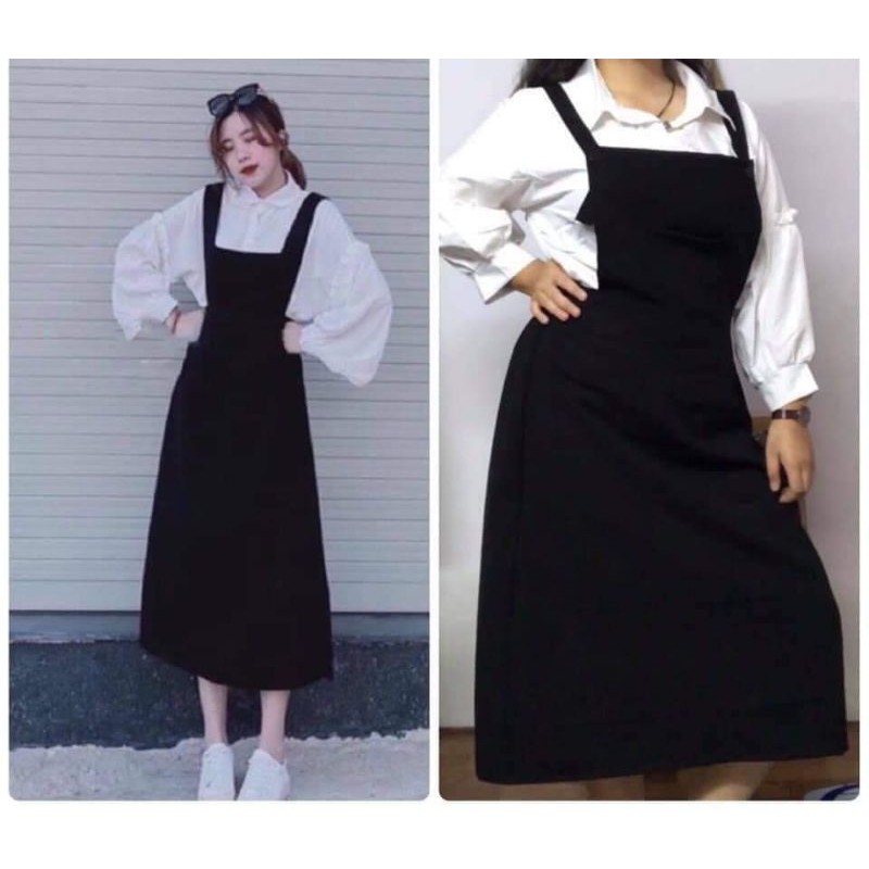 Váy Yếm Cổ Vuông Dáng Chữ A Xòe Rộng Dễ Thương Bigsize Từ 60kg Đến 100kg