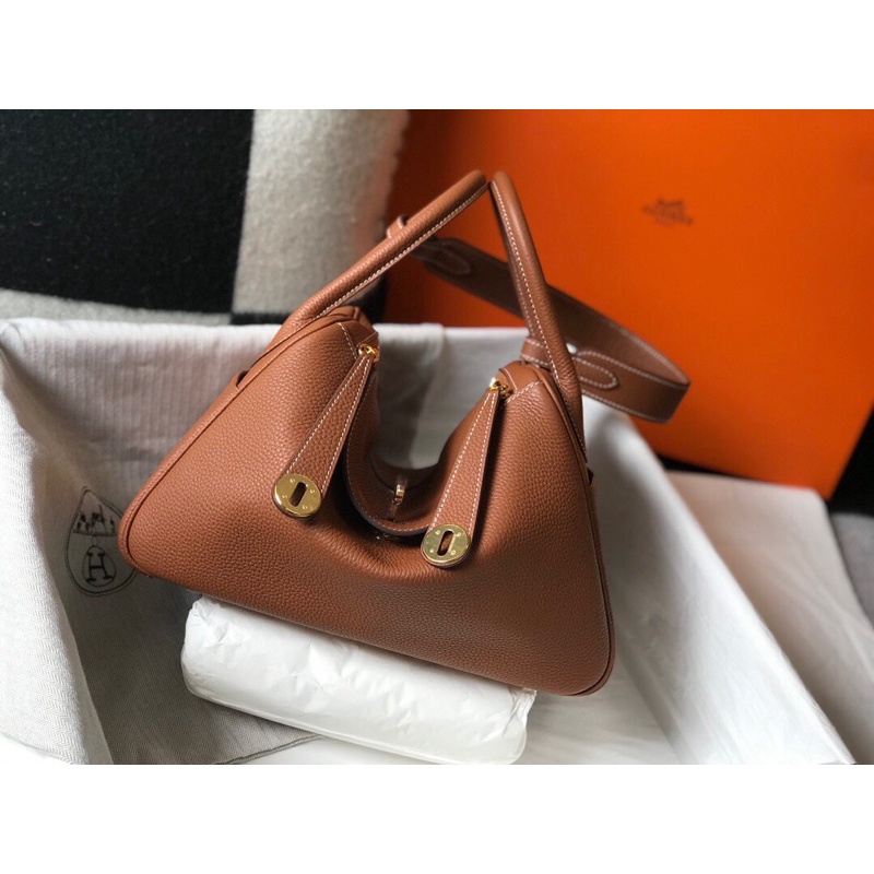 Túi xách/đeo vai da thật thương hiệu Hermes HM Lindy cao cấp nhiều màu