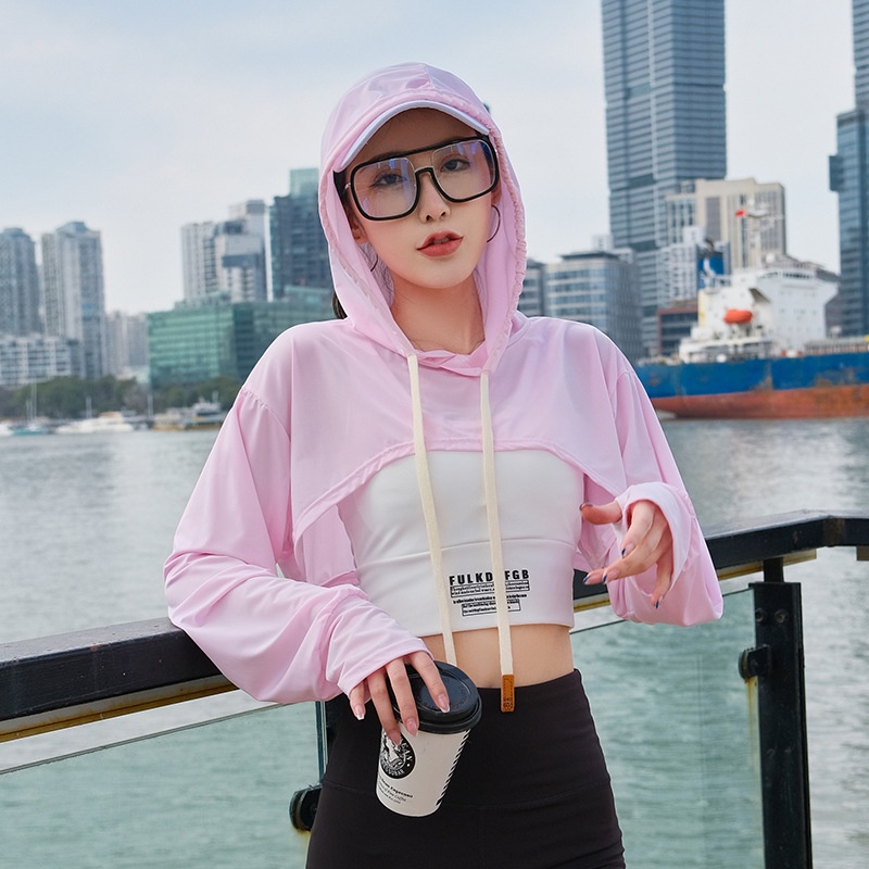 Khăn Choàng Cổ Chống Nắng Bằng Lụa Lạnh Có Mũ Trùm Bảo Vệ Mặt Và Cổ Tiện Dụng Khi Đi Xe Đạp