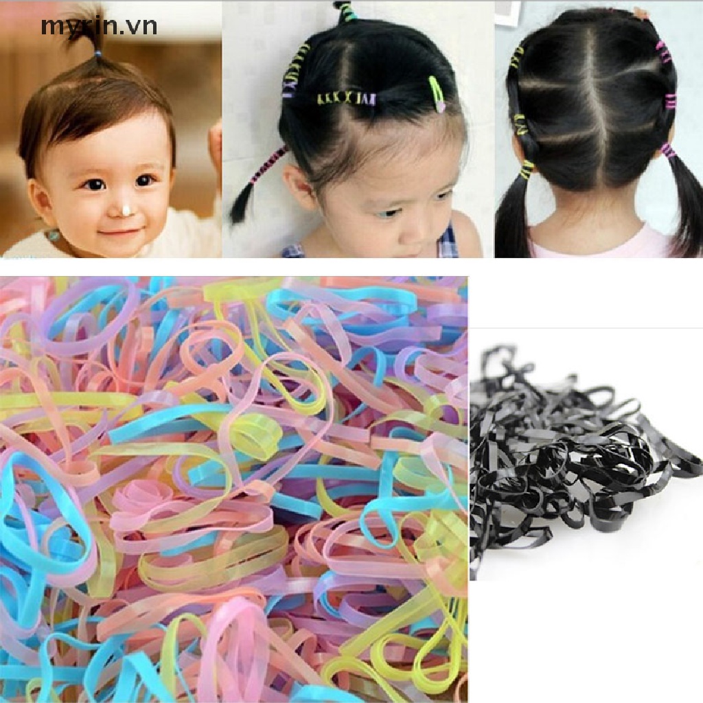Set 400-500 Dây Chun Buộc Tóc Co Giãn Nhiều Màu Sắc Dễ Thương Cho Bé Gái