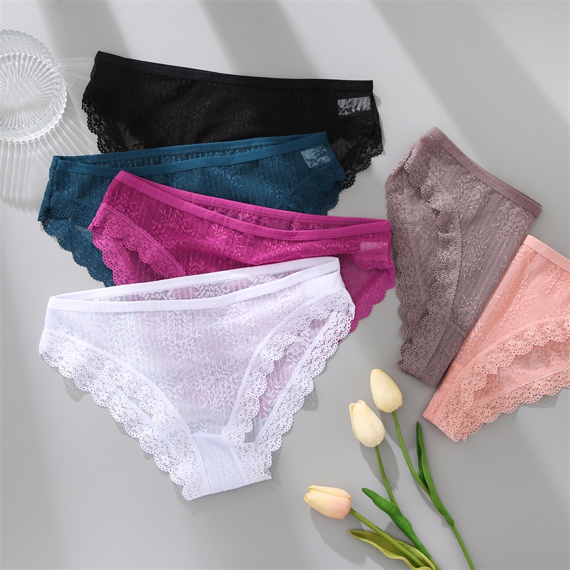 Set 3 quần lót FINETOO phối ren thời trang quyến rũ dành cho nữ