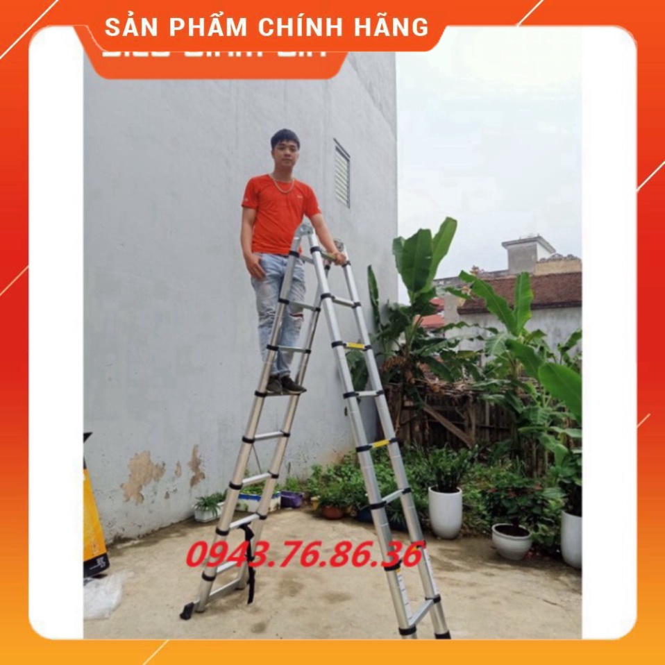 Thang Nhôm Rút Chữ A 6.4M (3.2+3.2)M [Tặng 2 Chốt Thang]