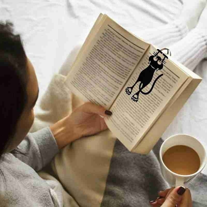 1 Thẻ Đánh Dấu Trang Sách Hình Mèo Đen Đáng Yêu