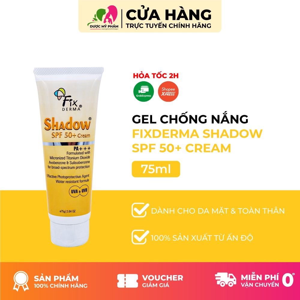 Kem Chống Nắng Cho Da Mặt Và Toàn Thân Giữ Ẩm Fixderma Shadow SPF 50+ 75g