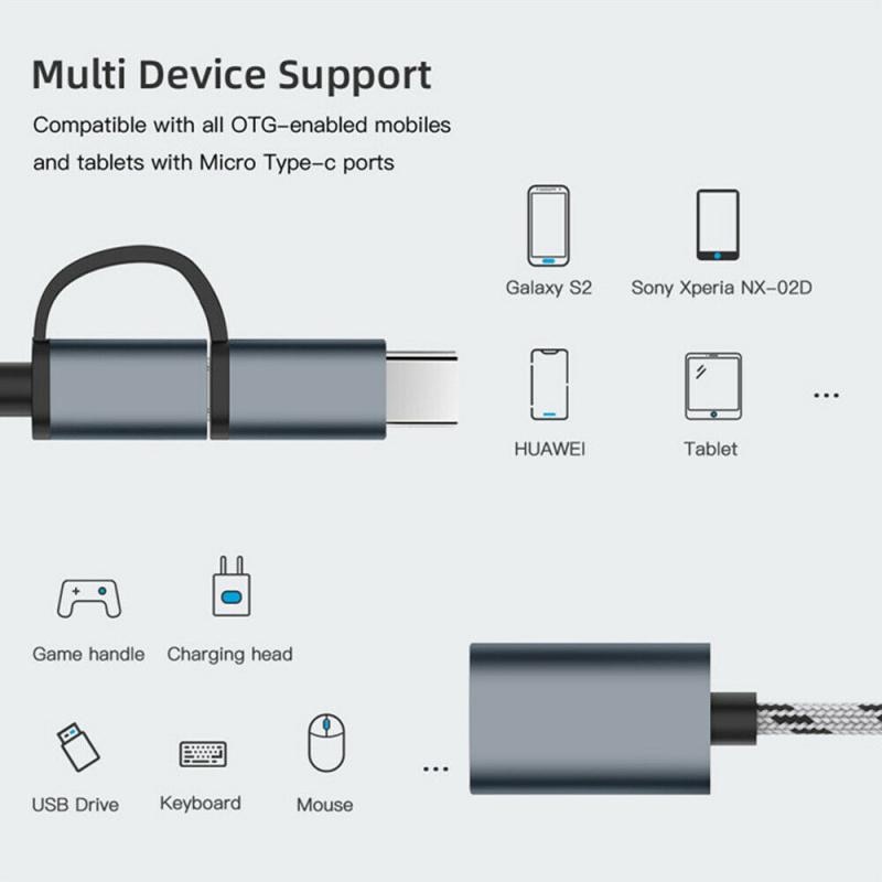 Cáp Chuyển Đổi 2 Trong 1 Otg Usb 3.0 Sang Micro Usb Type C Cho Huawei