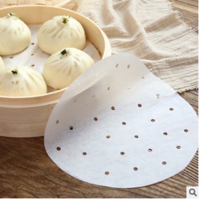Giấy nến đục lỗ tệp 100 tờ size 23 giấy nến nồi chiên khồng dầu, giấy thấm dầu ăn lót xửng hấp