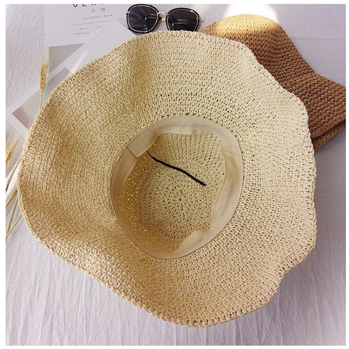 Mũ cói đi biển Floppy Cloche - mũ chuông vành rộng - chất cói mềm - đan móc thủ công