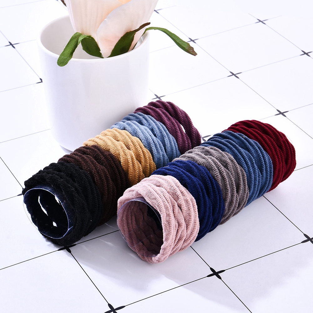 Cod Qipin Simple 20pcs Classic Ring Hair Bands Elastic Rope Color Ties Ponytail Holder Accessories