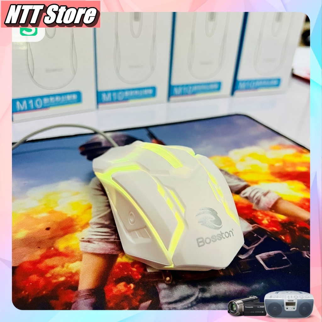 Chuột Gaming Siêu Bền Bosston M10 Chuột Chơi Game Có Dây 1200 Dpi Kèm Đèn Led nền siêu chất NTT STORE