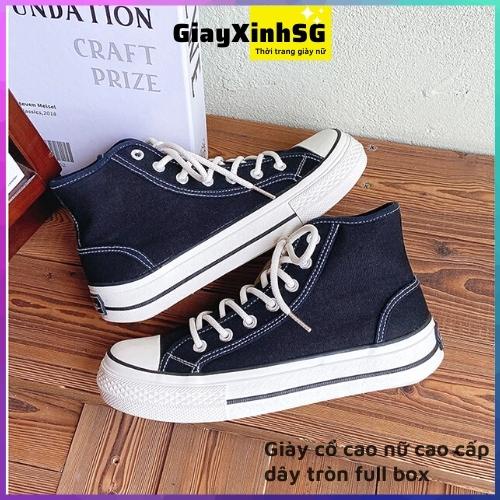 Giày cao cổ nữ thể thao 1970s full box, giầy thể thao nữ vải canvas, bàn chải đánh giày cao su siêu sạch, tiện lợi