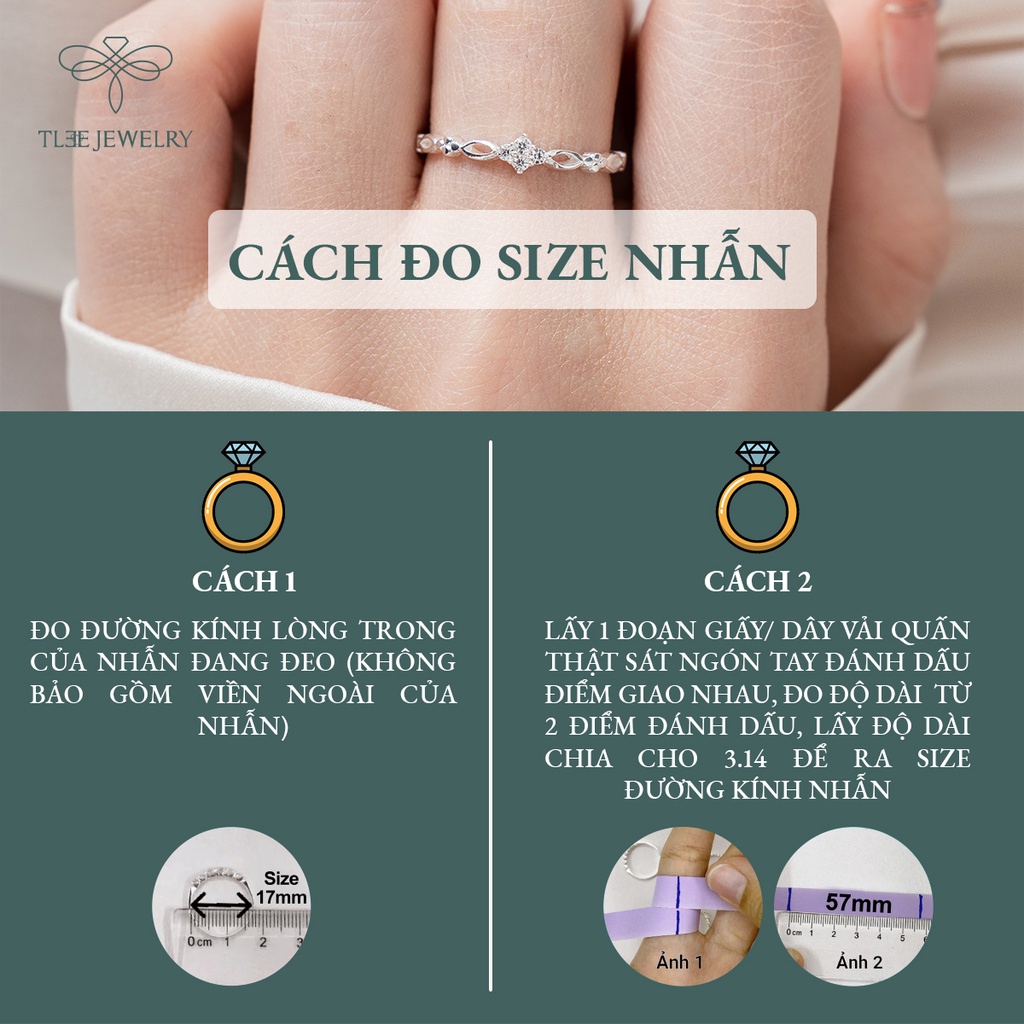 Nhẫn bạc nữ TLEE đính đá hoa nhỏ viền đan trơn cá tính NCJ A0212