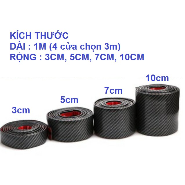 Nẹp cacbon chống trầy sướt cho xe ô tô dài 1m