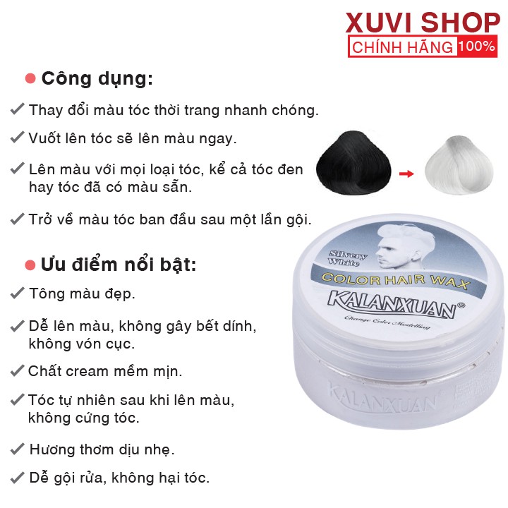 Sáp Vuốt Nhuộm Tóc Màu Trắng KALANXUAN 100ml Chính Hãng Đổi Màu Tạm Thời - XUVI SHOP | BigBuy360 - bigbuy360.vn